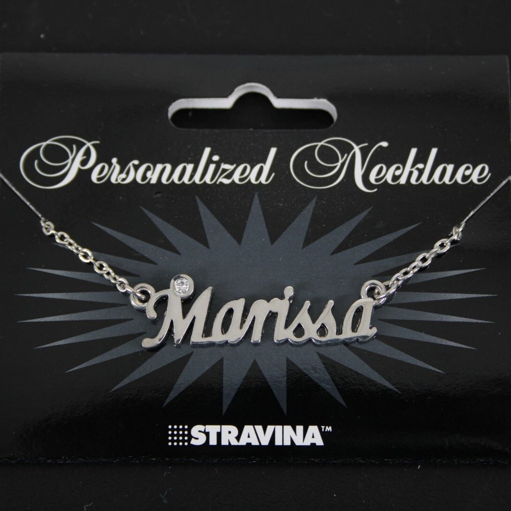 Marissa Name Silvertone Rhinestone 14.5